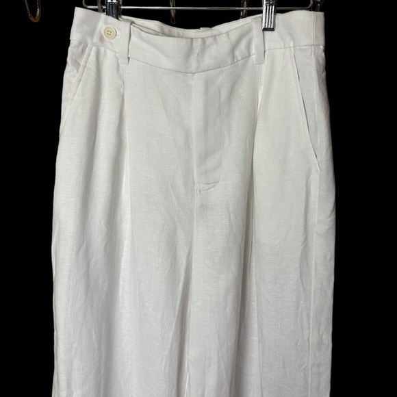 Madewell The Tall Harlow Wide Leg Pants 100% Linen White size 00T NWT - Picture 8 of 13